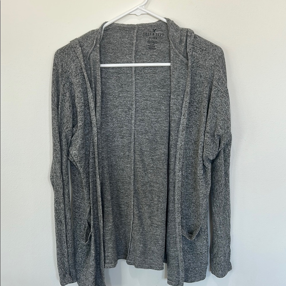 Gray Hooded Cardigan